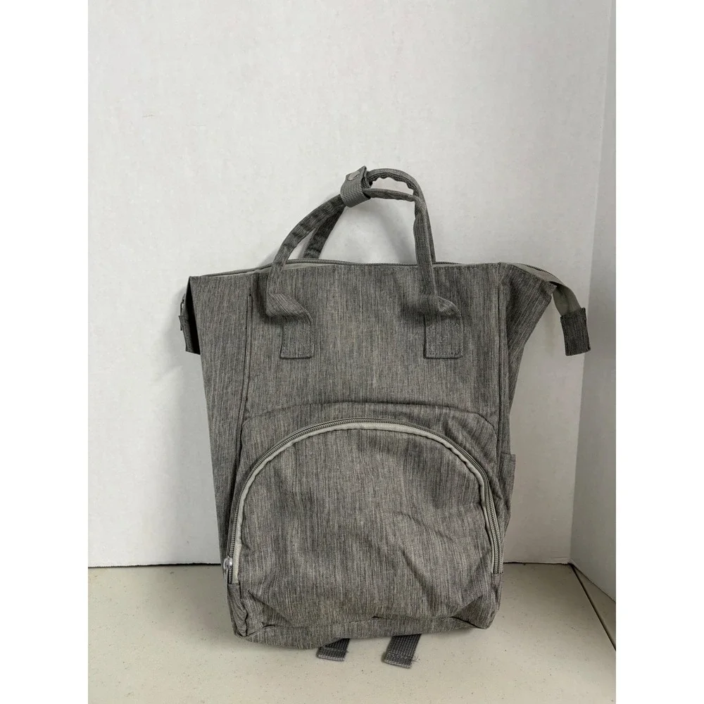 Enfamil Gray Heathered Diaper‎ Bag Backpack with Insulated Bottle Pockets